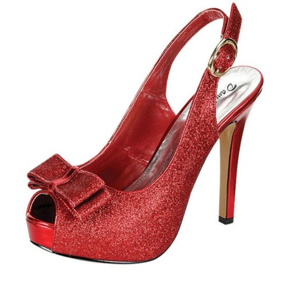 DAMITA K Shoes - NEW Red Glitter Platform Heels SIZES 5.5 -8